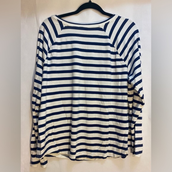 Chico’s Woman’s Sailor Shirt Blue White Stripe Gold Accent | SIZE 3 - XL/16 - Picture 2 of 7